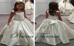 2019 new Gorgeous Ivory Little Flower Gril039s dresses with Laceup Back PNINA TORNAI Beaded Birthday girls pageant gowns Flowe4490230