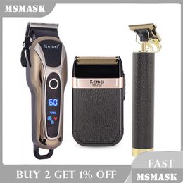 Electric Shavers Professional Barber Hair Clipper Rechargeable Electric T-Outliner Finish Cutting Hine Beard Trimmer Shaver Cordless C Dhjfs