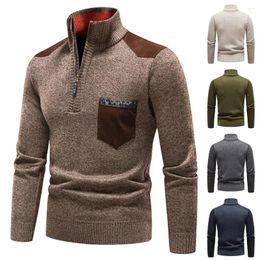 Men's Sweaters Turtleneck Pullover Men Knitted Sweater Cashmere Thick Polo Shirts Half Zipper Cold Blouse Stand Collar Autumn Winter