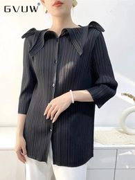Women's Jackets GVUW Pleated Ruffles Women Full Sleeve Single Breasted Outwear Solid Color Spring 2024 Clothing Female 17G5133