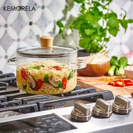 Glass Cooking Pot With Lid HeatResistant 16L Glass Cooking Utensils Can Be Used To Cook Soup Porridge Milk Instant Noodles 240304