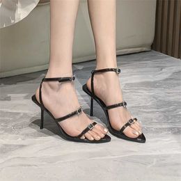 Sell Roman Style Sandals Heel Shoes Womens Pointed Toe Bun French Summer Sandal Women Fairy Fashion Ankle Strap Wedges Sandal 240228