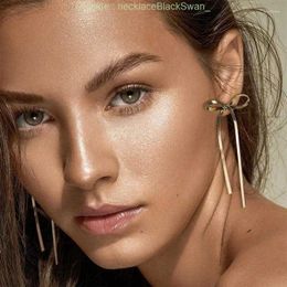 Stud Earrings 2024 Stainless Steel Long Tassels Bow Dangle Flat Snake Chain Bowknot Ear Minimalist Hoops Lightweight Jewelry accessories CNZM