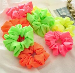 2019 Women Neon Scrunchies Elastic Hair Ties Girl Solid Colour Ponytail Holders Fluorescent Colour Bright Women Hair Accessories5716773