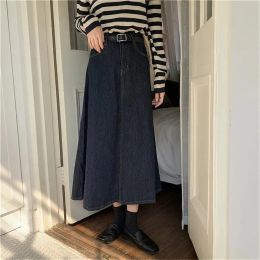 skirt Y2k Jeans Skirts Women Black Empire Solid Casual Denim AllMatch Ulzzang Stylish Popular College Girls Summer ALine Long Skirts