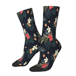 Men's Socks Dark Tropical Flowers Leaf Male Mens Women Spring Stockings Printed