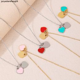 Vergoldete Designer-Halskette mit Herz-Anhänger, Buchstabe, Frau, Titan, Stahl, Blau, Rosa, Grün, Schmuck, Valentinstag, hochwertiges Weihnachtsgeschenk