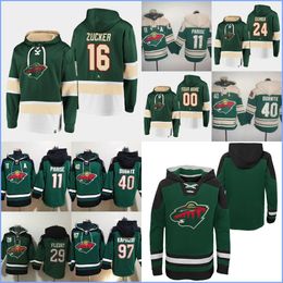 Minnesota''wild''hoodie 29 Fleury 16 Zucker 24 Dumba 11 Parise 40 Dubnyk 97 Kaprizov Custom Hockey Jerseys Men Women Youth