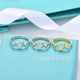 Designer tiffanyco ring Seiko Edition New T-family Love Heart Shape Mini Ring Womens Copper Plated 18k True Gold Fashion Simple Personality Ring