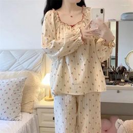 Womens Sleepwear Piece One Ruffle Nightgown Style Pyjamas Lace Print Wear Sleeve Dress Cherry Home Short Korean Summer Night