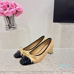 Women's Leather Shoes Formal Shoes Low Heel 1cm High Heel 5.5cm Upper Leather Panel Inner Lining Leather Sole Bow Size 34-41