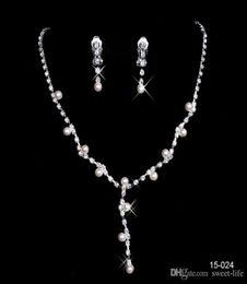 15024 Bridal Jewellery Charming Alloy Plated Rhinestones Pearls Crystal Jewellery Set for Wedding Bride Bridesmaid Prom Party3108079