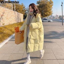 Parkas Loose Hooded Down Cotton Parkas Thicken Oversize 80kg Jackets Korean Long Padding Coats Women Winter Warm Quilted Chaquetas