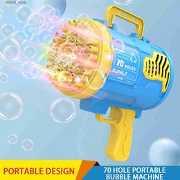 Sand Play Water Fun 2022 Supper 70 Holes Electric Bubble Gun Machine Bazooka Bubble Gun Outdoor Wedding Soap Bubbles Maker Water Gun Electric Toys L240307