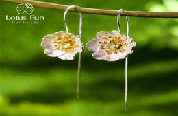 Lotus Fun Blooming Anemone Flower Dangle Earrings Real 925 Sterling Silver Handmade Designer Fine Jewellery for Women 2106249126703