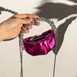 Shiny Crystal Purses and Handbag Luxury Designer Rhinestones Clutch Purse Bag for women handle bag leather Shoulder 240223