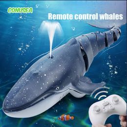 RC Shark Remote Control whale Spray Water Kids robot toy Radio Controlled Boats swimming pool Toys for boys Children Kid 240223