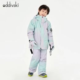 Suits ODDIVSKI Children's Ski Suit Thickened Snowproof Waterproof Windproof Boys And Girls Professional Ski Jacket Outside