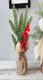 1PCS 25cm Christmas Mini Tree Decoration Desktop Atmosphere Decoration Potted Christmas Tree Cotton Chriatmas gift Decoration7438474