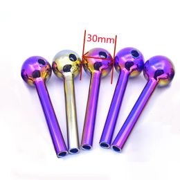 Wholesale Electroplate Smoking Pipes Colorful Pyrex Glass Oil Burner Pipes Mini Small 4inch Handpipe Oils Nail Pipe Accessories LL