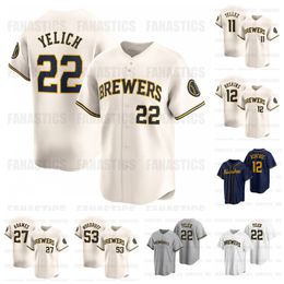 22 Christian Yelich Jersey 5 Garrett Mitchell Baseball Joey Wiemer Milwaukees Brice Turang Willy Adames Brewers Robin Yount Jesse Winker Corbin Burnes Custom