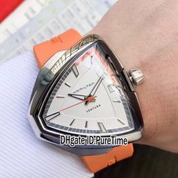 New Ventura Elvis80 H24551331 A2824 Automatic Mens Watch Steel Case Black Dial Gray Inner Orange Rubber Watches Edition Puret2582