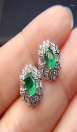 Stud Earrings Sterling Silver Real Natural Emerald Classic Fine Jewelry Women Wedding Gift 4 6mm8856548