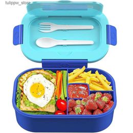 Bento Boxes Bento Box for Adults/Kids 1300ml Leakproof Bento Lunch Box with Sauce Compartments and Cutlery BPA Free Lunch Containe L240307