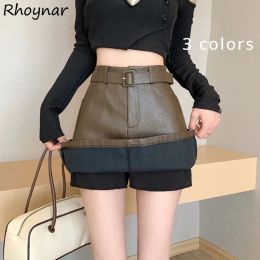 skirt PU Leather Skirts Women Solid Korean Style Mini High Waist Female Streetwear Sexy Hotsweet Allmatch Aline Tender Ins Casual