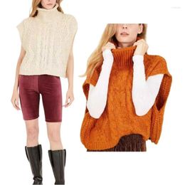 Women's Sweaters Sleeveless Knitted Sweater Women Vest High Necked Pullover