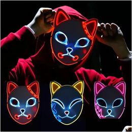 Party Masks Demon Slayer Tanjirou Mask Sabito Mascarilla Makomo Cosplay Masques Halloween Costume Mascaras Led Ship Drop Delivery Home Otbu3