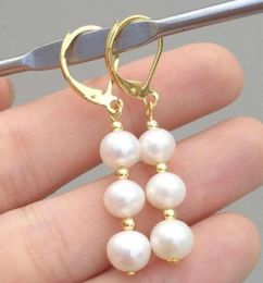 Dangle Chandelier 78mm Natural White Round Southsea Baroque Pearl 14K Gold Earrings Ear Stud Party Freshwater Diy Women Wedding3846167