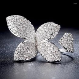 Cluster Rings Classic Cute Princess Style Crystal Butterfly Women's Open Ring For Accessories Adjustable Jewellery 2024