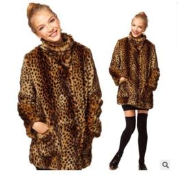 New Women's Autumn/Winter Cotton Leopard Pattern Fur Coat Imitation Raccoon Mink Hair 761130
