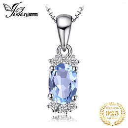 Pendants JewelryPalace Natural Oval Sky Blue Topaz 925 Sterling Silver Pendant Necklace For Women Fine Jewellery Gemstone Choker No Chain