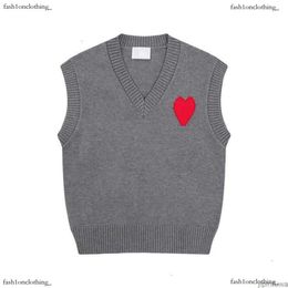 Ami Hoodie Amis Vest Sleeveless Sweater V Neck Paris Fashion Knit Jumper High Street Sweat Winter AM I Heart Coeur Love Jacquard Amisweater Amis Paris 408