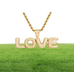 New Men039s Custom Name Small Bubble Letters Necklaces Pendant Ice Out Cubic Zircon Hip Hop Jewellery Rope Chain Two Color8099524