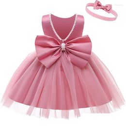 Girl'S Dresses Girl Dresses Born Baby Girls Princess Dress Toddler Kids Clothes 1 Year 1St Birthday Tutu Party Tle Beaded Big Bow Prom Dh09S