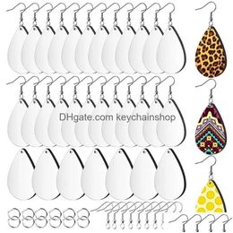 Keychains & Lanyards Keychains Sublimation Blank Earrings Unfinished Teardrop Heat Transfer Printing Pendant For Jewellery Diy Making26 Dhfpo