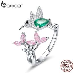 100 925 Sterling Silver Adjustable Hummingbird Gift Luminous Clear CZ Finger Rings for Women Silver Jewellery BSR016 2202091531181