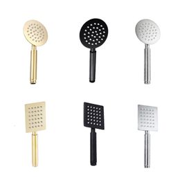 Bathroom Stainless Steel Hand Shower Bath Rain Handheld Shower Head Big Panel Square Circular Bath Sprinkler Brushed Gold Black 240223