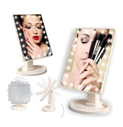 Make Up LED Mirror 360 Degree Rotation Touch Sn Make Up Cosmetic Folding Portable Compact Pocket With 22 LED Light Makeup Mirror3974202