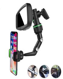 Car Phone Holder Universal Adjustable 360degree Rotation Clip Rearview Mirror Firstperson View Video Shooting Driving6408744