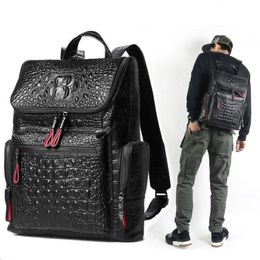 High quality leather Crocodile print backpack men bag Famous designers canvas men's backpack travel bag backpacks Laptop bag272y