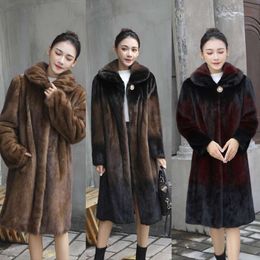 Haining 2023 New For Women, Whole Real Mink, Middle-Aged And Elderly Long Knee Length Mink Fur Coat 917858