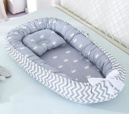 8853cm Baby Nest Bed with Pillow Portable Crib Travel Bed Infant Toddler Cotton Cradle for Newborn Baby Bed Bassinet Bumper LJ2003208546