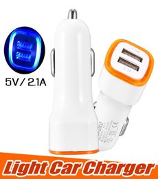 Universal LED Dual USB Car Charger NOKOKO Vehicle Portable Power Adapter 5V 21A for iPhone X Samsung S8 Note 8 with OPP package4675640