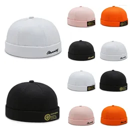 Berets Summer Men Hip Hop Hats Brimless Beanie Hat Soft Solid Top Skullies Cap Vintage Colour Street Multipurpos Portable