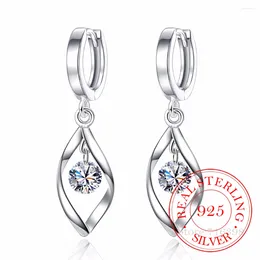 Stud Earrings 925 Sterling Silver Rotate Long Tassel Jewellery Brincos Fashion Wild Zircon Crystal For Women