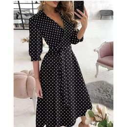 Designer women's clothing spring and summer fashion long sleeve V-neck printed buttocks dress for women sexy slim fitting dress maxi dress long sleeves K03L